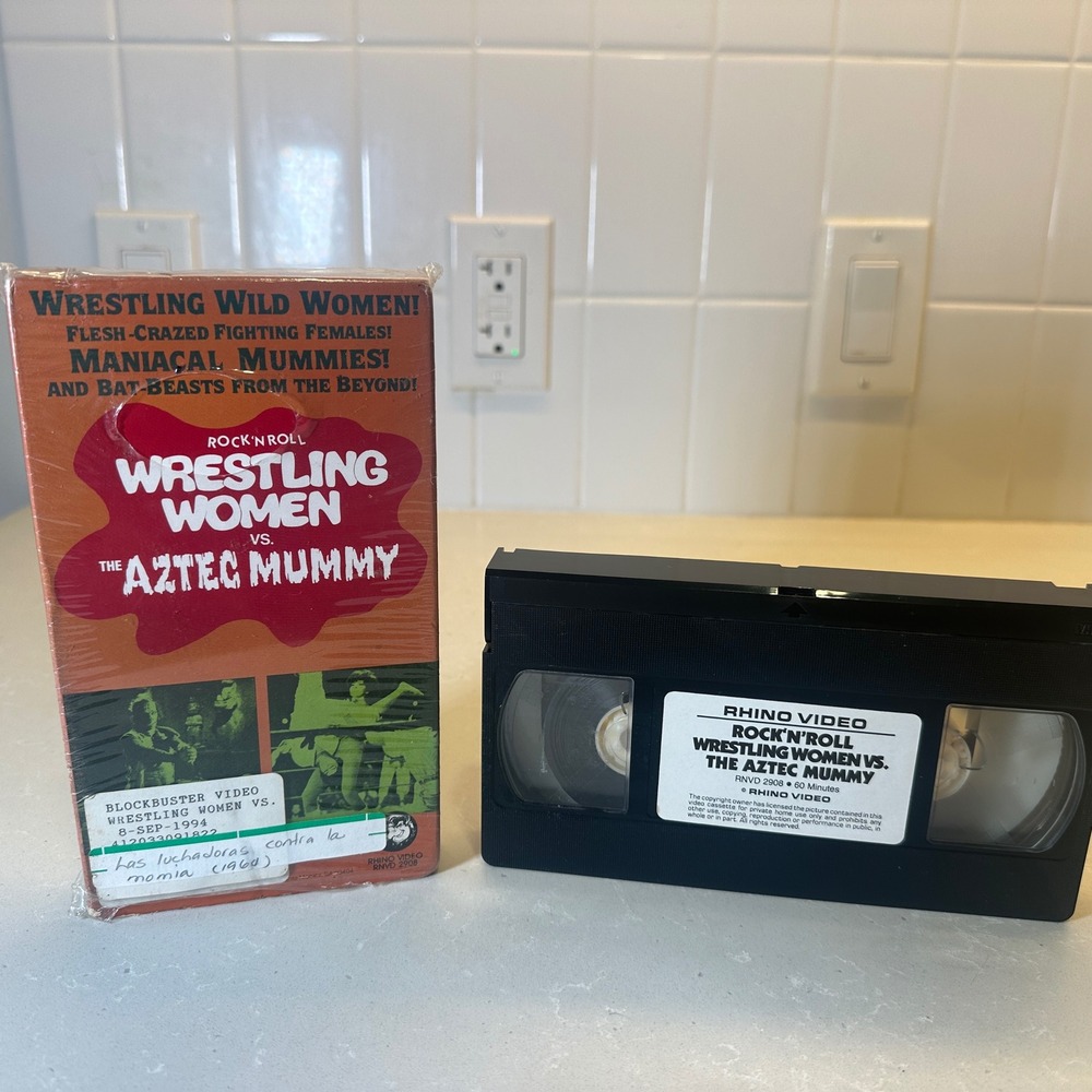 Wrestling Women vs. The Aztec Mummy VHS 1964 Rhino Video Blockbuster Rental Rare